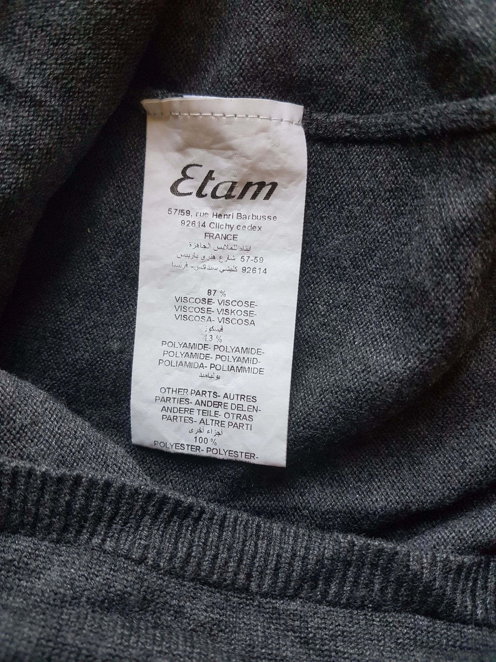 Vestido tipo jersey Etam gris antracita 36 casi nuevo para otoño invierno cálido de lana casual – photo 4